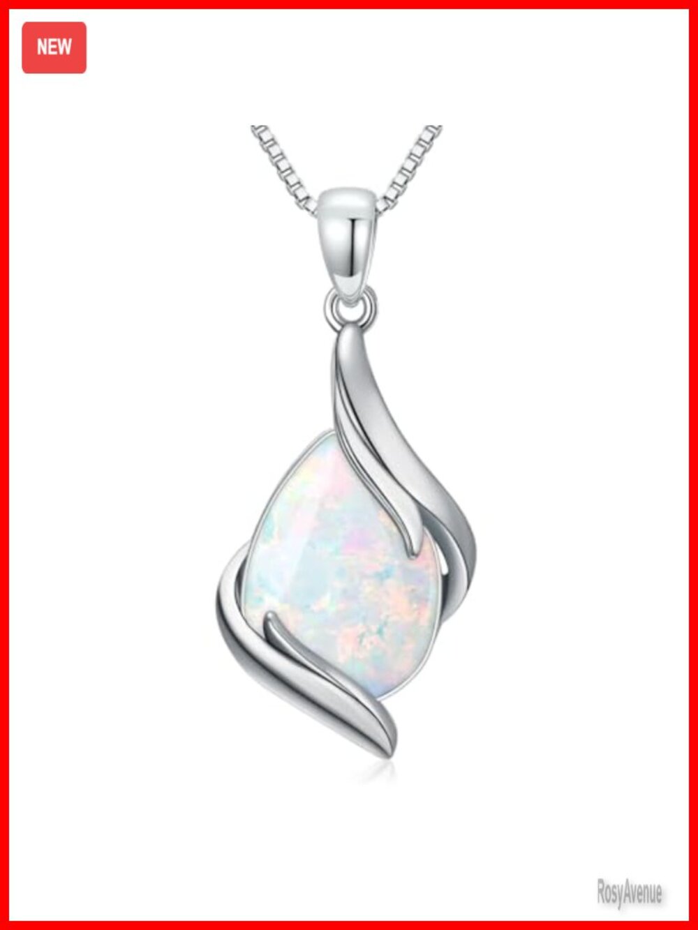 925 Sterling Silver Opal Teardrop Pendant Necklace Fine Jewelry Gift